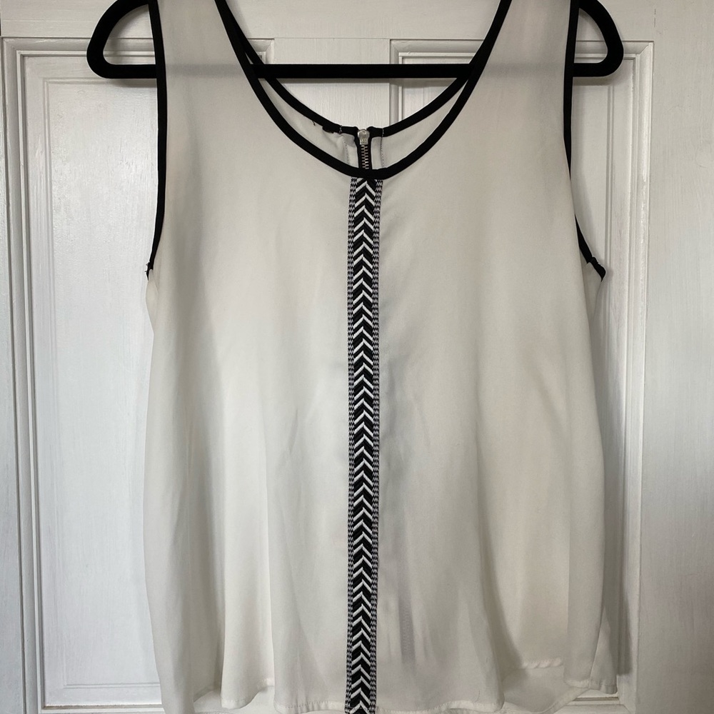 White and black zipper tank top Maurices